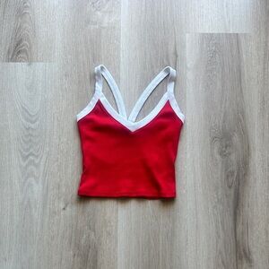 Red and White Women's Top